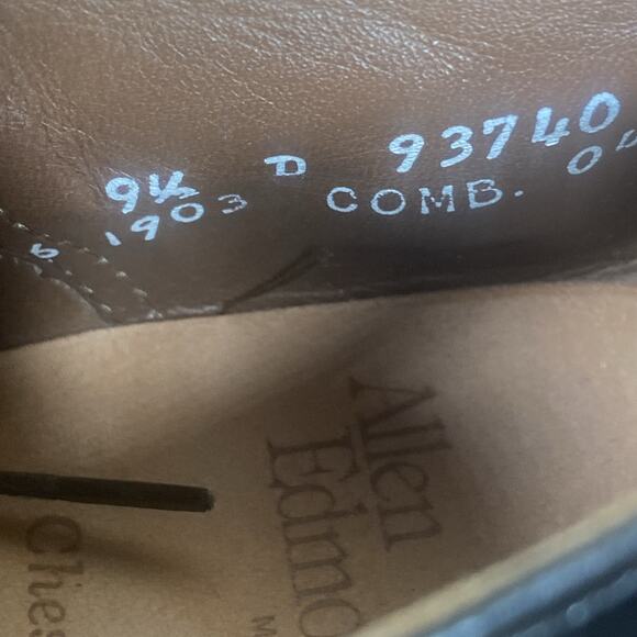 Allen Edmonds Chester 1903 Mens Black Size 9.5 Leather Wingtip Dress‎ Shoes - Picture 9 of 9